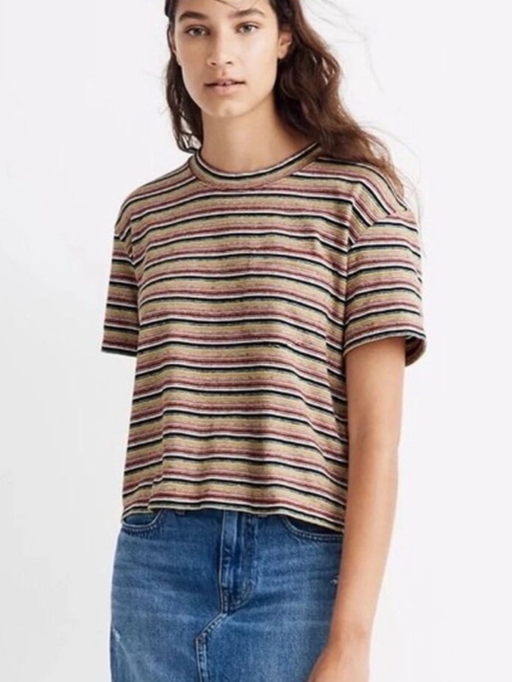 Madewell Multi-Color Striped Short Sleeve Tee
